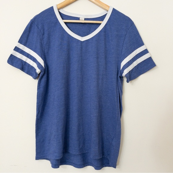 Alternative Apparel Tops - Alternative Apparel Blue & White V Neck Ringer Baseball Tee Size Large